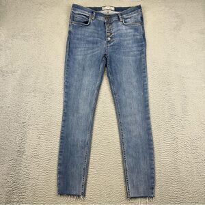 Free People Jeans Womens 28 Blue Skinny Straight‎ Cutoff Stretch Bohemian Casual